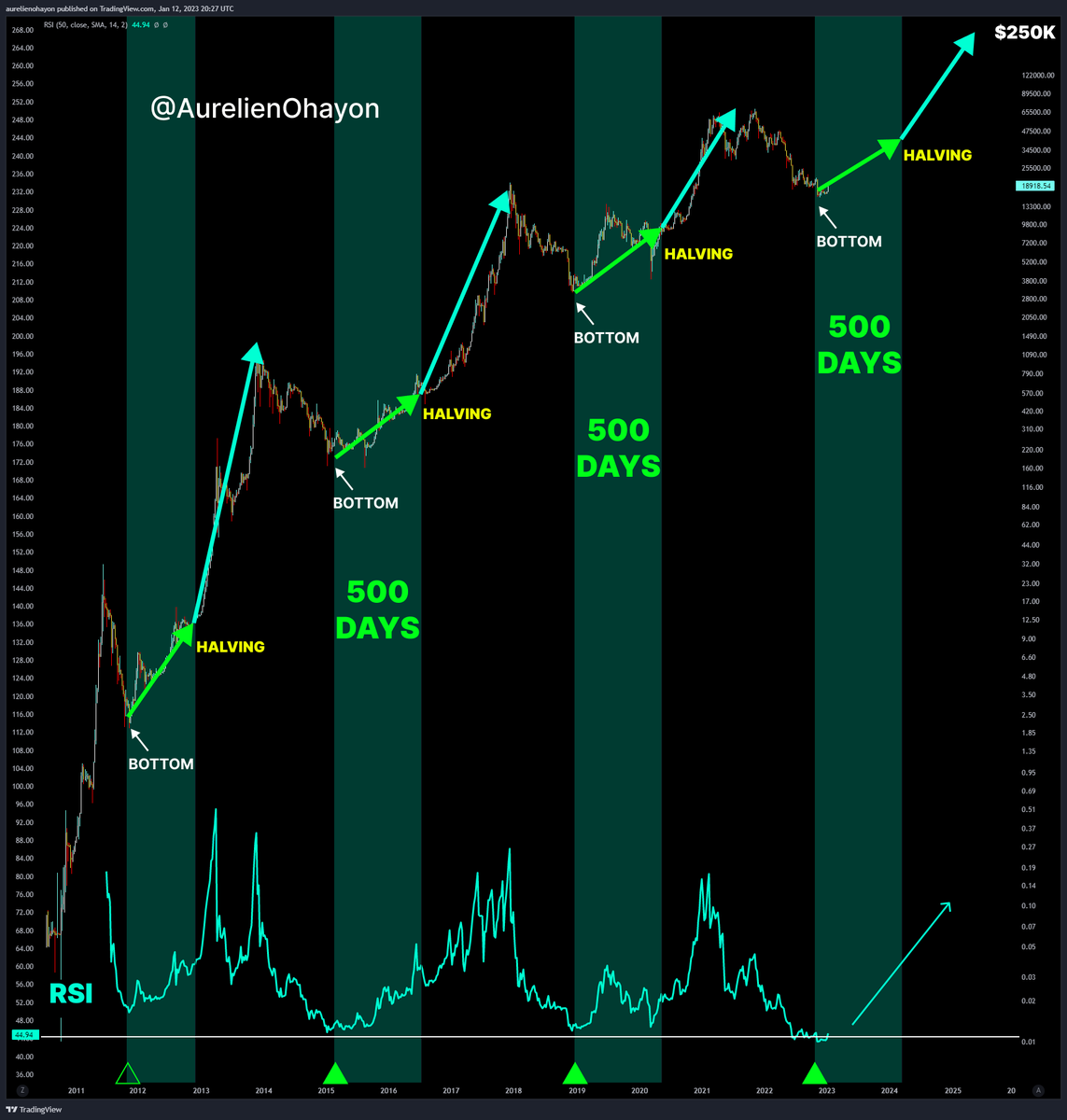#BITCOIN BULL RUN BEGINS.

The first bull run lasts 500 days.

The second one, post halving, is the most powerful.