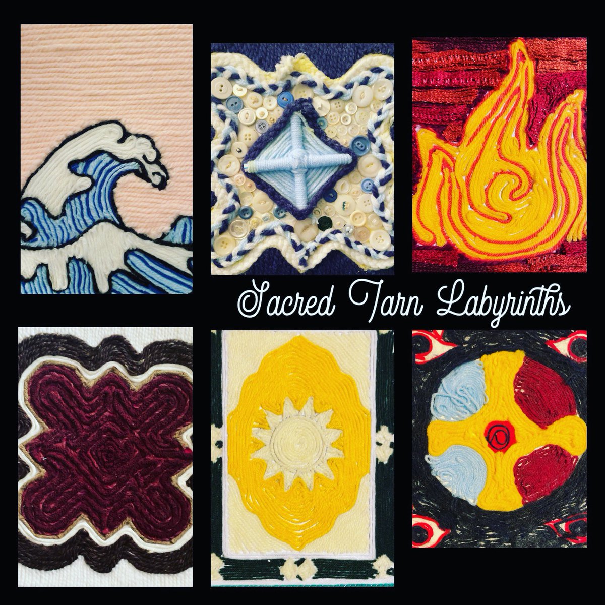 mrsivanacameron's tweet photo. Sacred finger yarn 🧶 labyrinths #sacredlabyrinth #yarnart #prayer #prayerunit #religionart @assumptionlion https://t.co/YQMt7PdUjk