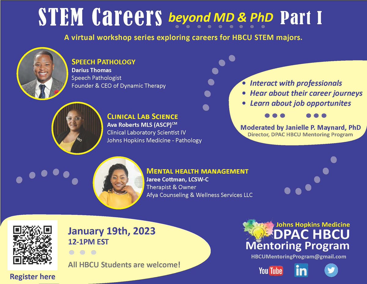 Great opportunity for HBCU STEM majors to learn about a variety of fantastic careers! Register here: Part 1 shorturl.at/ikDW6; Part 2 shorturl.at/douvB #HBCU #STEM