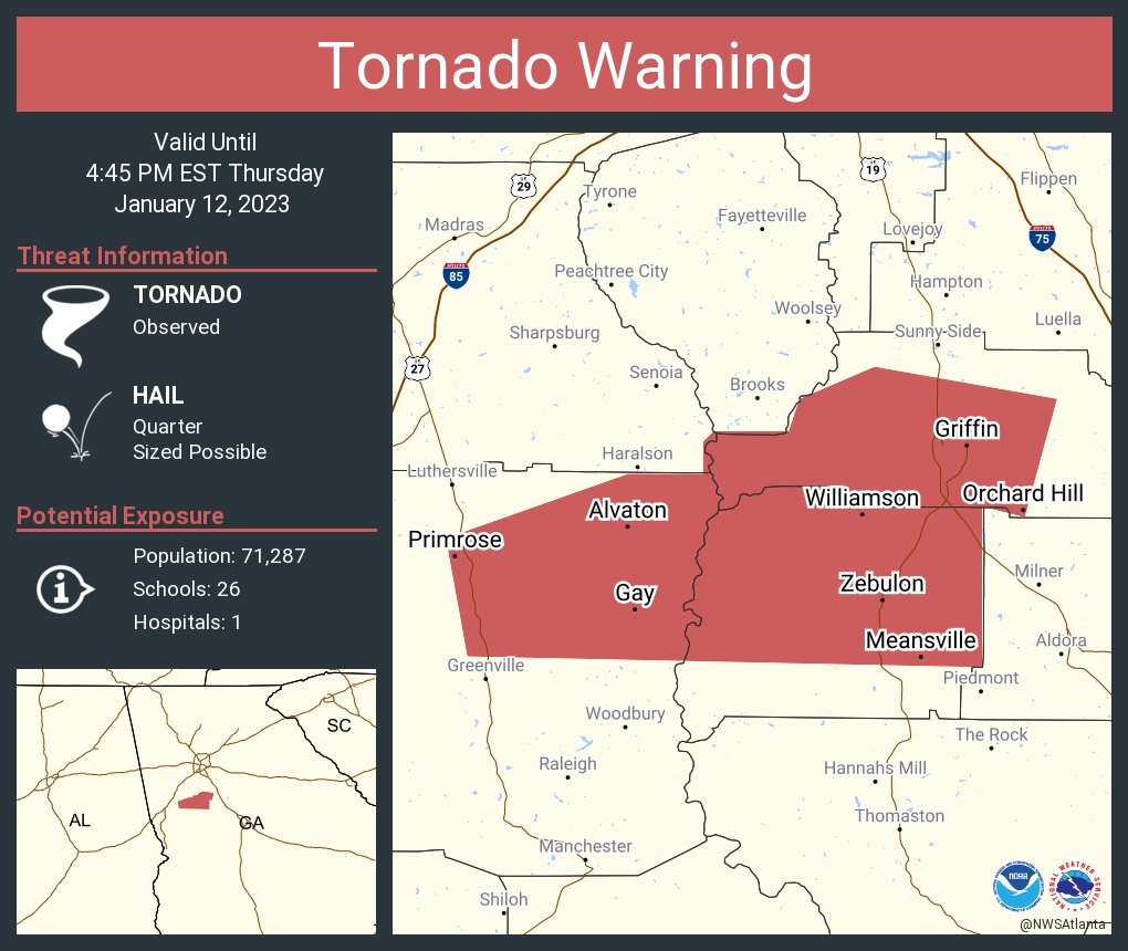 NWS Tornado on Twitter "Tornado Warning including Griffin GA