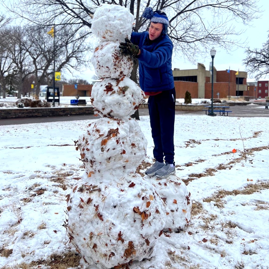 We got a lovely little snowfall here at Bethany College, and our students certainly had fun with it! 

Featured here: William Dohe, and his masterpiece!  💙💛