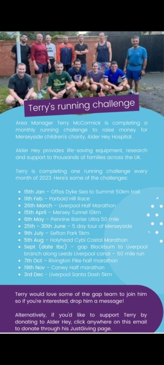 terrymccormick1's tweet image. Turning 40 this year so wanted to do something a bit diferent... I've decided on 12 runs over next 12 months of various distances for Alder Hey. First up Sundays Offas Dyke 50km ultra marathon. Great charity and I'd be super grateful for any donations. 👍 justgiving.com/fundraising/t-…