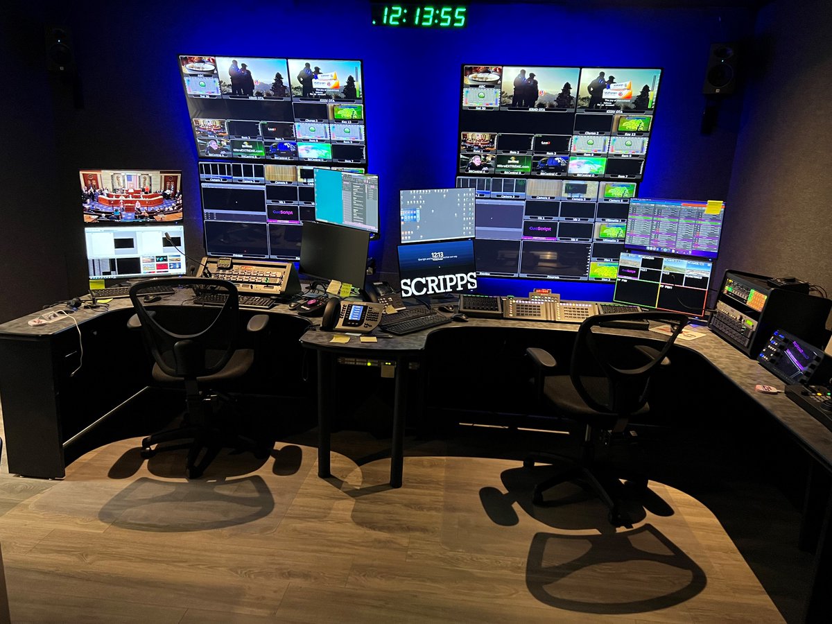 Omnirax's tweet photo. KXXV Wako, TX Scripps Control Room

#design #radio #desk #office #workfromhome #2023 #newyear #podcast #broadcast https://t.co/ANOlc0F2rh