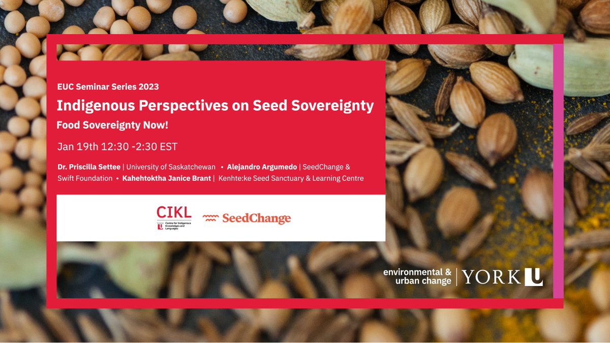 SeedChange / Sème l’avenir (@seedchange_) on Twitter photo UPCOMING SEMINAR | Indigenous perspectives on Seed Sovereignty
Join us and <a href="/YorkUniversity/">York University</a> for this panel, in which Indigenous seed keepers, activists, and scholars will discuss the importance of #seeds and #biodiversity in Indigenous #foodsystems.
🔗 bit.ly/3CD3q56 UPCOMING SEMINAR | Indigenous perspectives on Seed Sovereignty
Join us and <a href="/YorkUniversity/">York University</a> for this panel, in which Indigenous seed keepers, activists, and scholars will discuss the importance of #seeds and #biodiversity in Indigenous #foodsystems.
🔗 bit.ly/3CD3q56