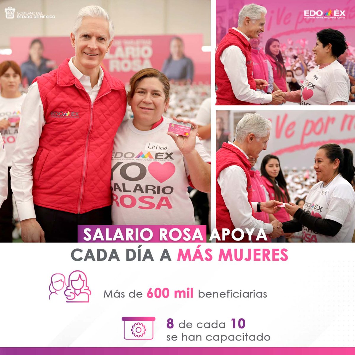 Nuestro compromiso es que cada vez más mujeres mexiquenses participen, se integren y se beneficien con las oportunidades que les ofrece el #SalarioRosa.