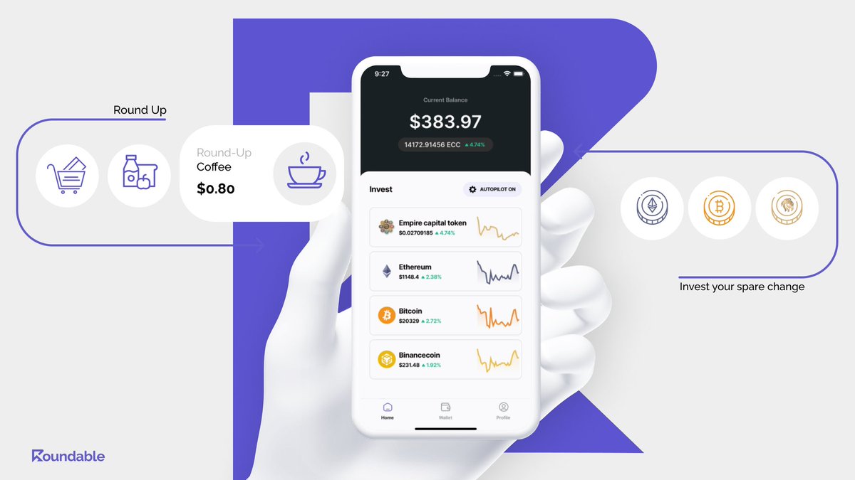 roundable_io's tweet photo. Spare change, and a mobile device is all you need to make BIG changes to your finances.
#Roundable #DeFi $ECC https://t.co/Vo8CIvQywt