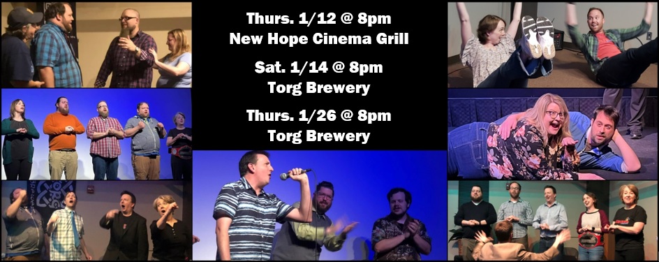 When and where to see Jesters Comedy in January!

#improv #comedy #liveshows #livecomedy #TwinCities @TorgBrewery @CinemaGrill