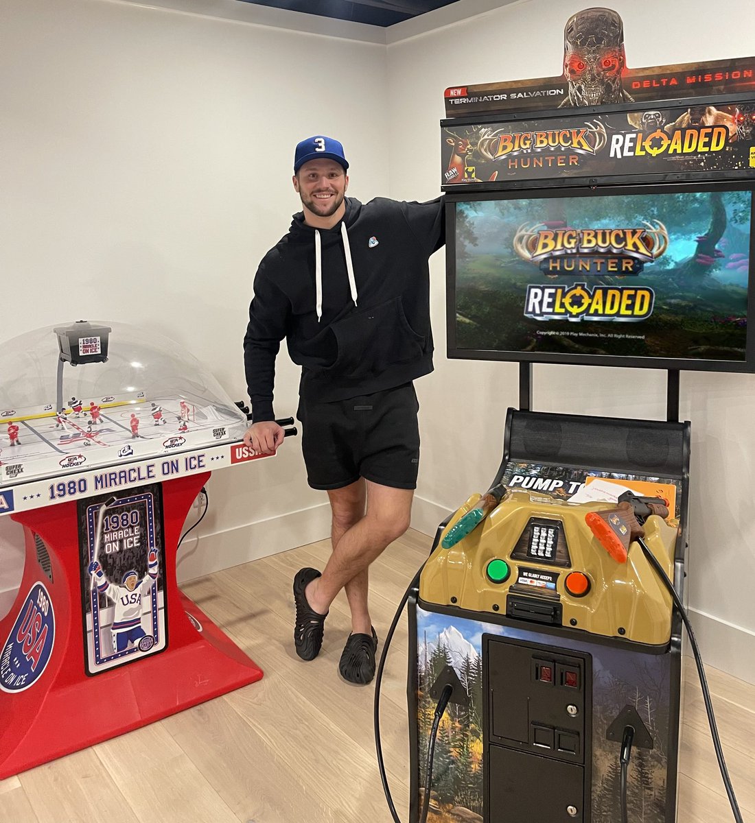 Josh Allen getting ready for the Wild Card game and practicing his play calling with the Super Chexx bubble boys. <a href="/JoshAllenQB/">Josh Allen</a> <a href="/BuffaloBills/">Buffalo Bills</a> <a href="/ICEArcadeGames/">ICE</a>