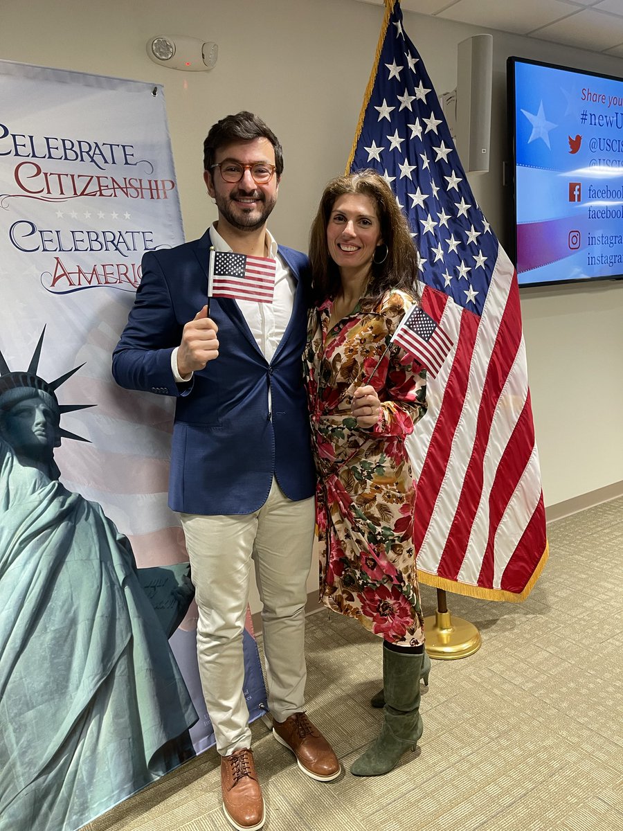 Proud to announce dear friends Cagri Cinkilic & Maria Tomprou are US citizens today! America is lucky to have you #newUScitizens