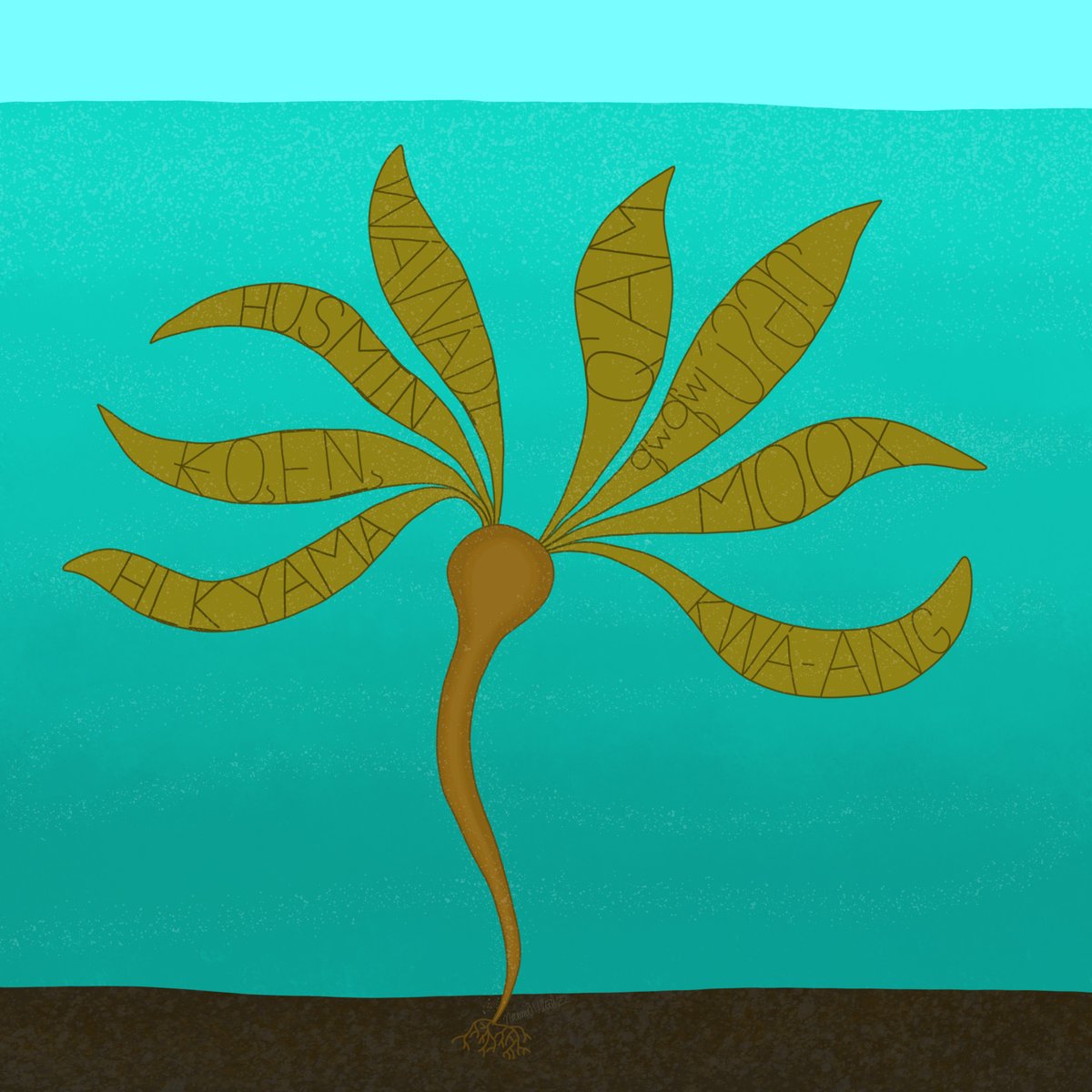 hulilimu's tweet image. I finally went back and updated my #IndigenousLanguage #kelp drawing to include 100% Coast Salish names 🙂

Hlkyama, Haida
₭O¸EṈ¸ , Saanich
Husmin, Nuu-chah-nulth
wáwádi, Heiltsuk
Q’am, Hul&apos;qumi&apos;num
q̕ʷq̕ʷúʔəŋ̕ , Klallam
Moox, North Coast Sm’algyax language
kwá-ang , Lummi