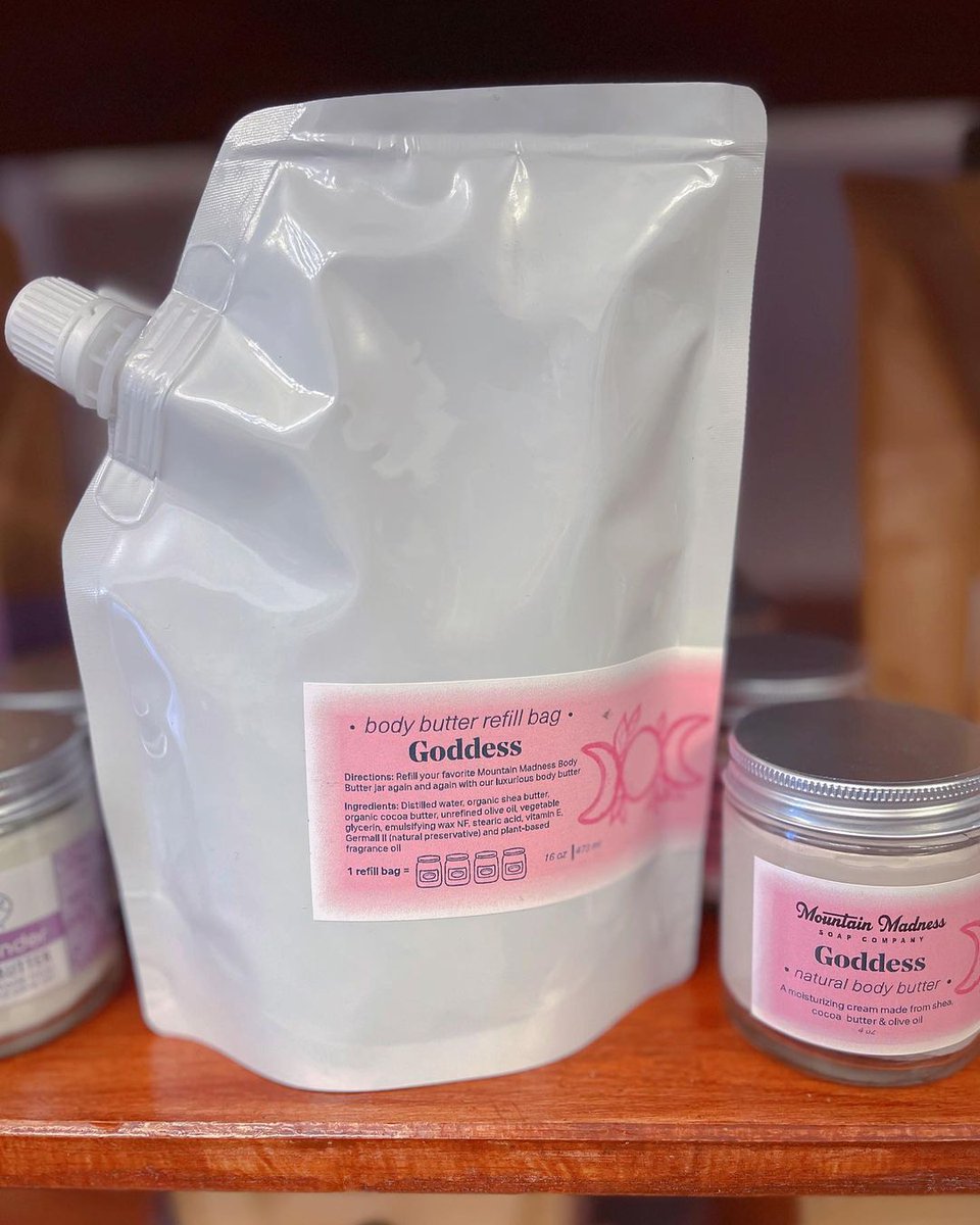 CdASoap's tweet photo. Refill bags are back! If you are a butter lover, don’t forget that all of our butters are now offered in a 16 oz. refill container. ❤️

Each bag saves 4 glass jars, 4 aluminum lids, 4 plastic shrink wraps, improving carbon footprint. ♻️

https://t.co/k7HKsGyJNV

#CleanByNature https://t.co/4kZxrGecRQ