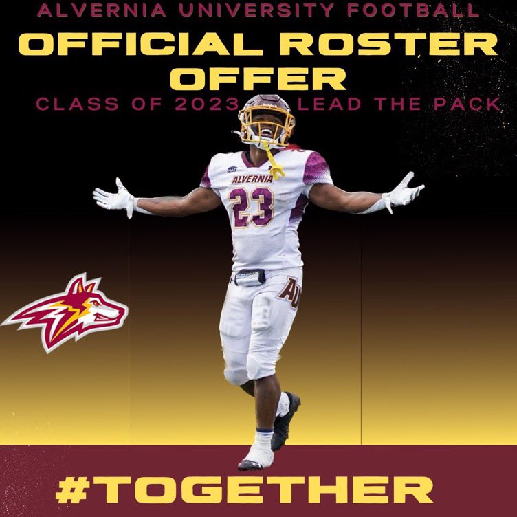 I’m excited to say I have received my 2nd Official roster spot offer from Alvernia University! I would like to Thank God, my Family,and my Coaches!  <a href="/AlverniaFB/">Alvernia Football</a> <a href="/MisterLilly/">Patrick Lilly</a> <a href="/YHSPatriotsFB/">Yorktown Patriots Football</a> #JoinThePack