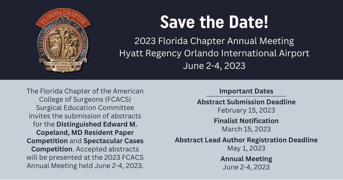 Florida_ACS's tweet photo. Submit an abstract here: https://t.co/0oL4mbYilS https://t.co/vPHpok8F8B