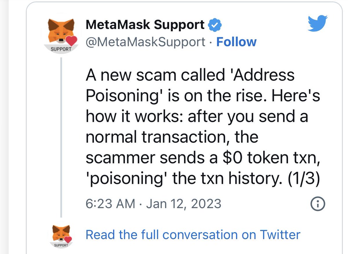 A new day and another scam #staysafe take your time and double check all transactions …. Use address book feature