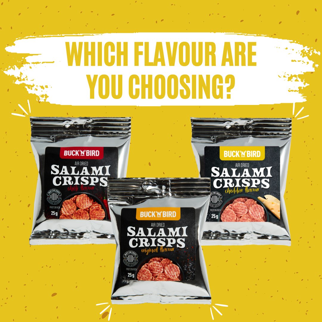With our discovery pack you don't have to choose! 

Order all three flavours at once over at bucknbird.com 

#meatsnacks #ketosnacks #lowcarbsnacks #lowcarb #ketodiet #highprotein #highproteinsnacks #glutenfreesnacks #beersnacks #bestpubsnacks