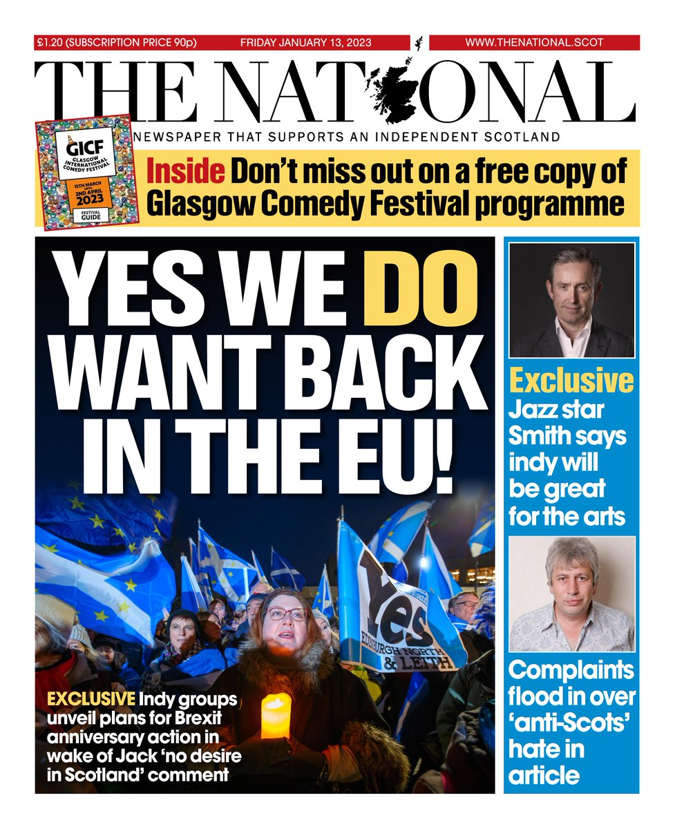 Here's a look at today's front page🗞

Brexit anniversary to spark co-ordinated Yes action across Scotland