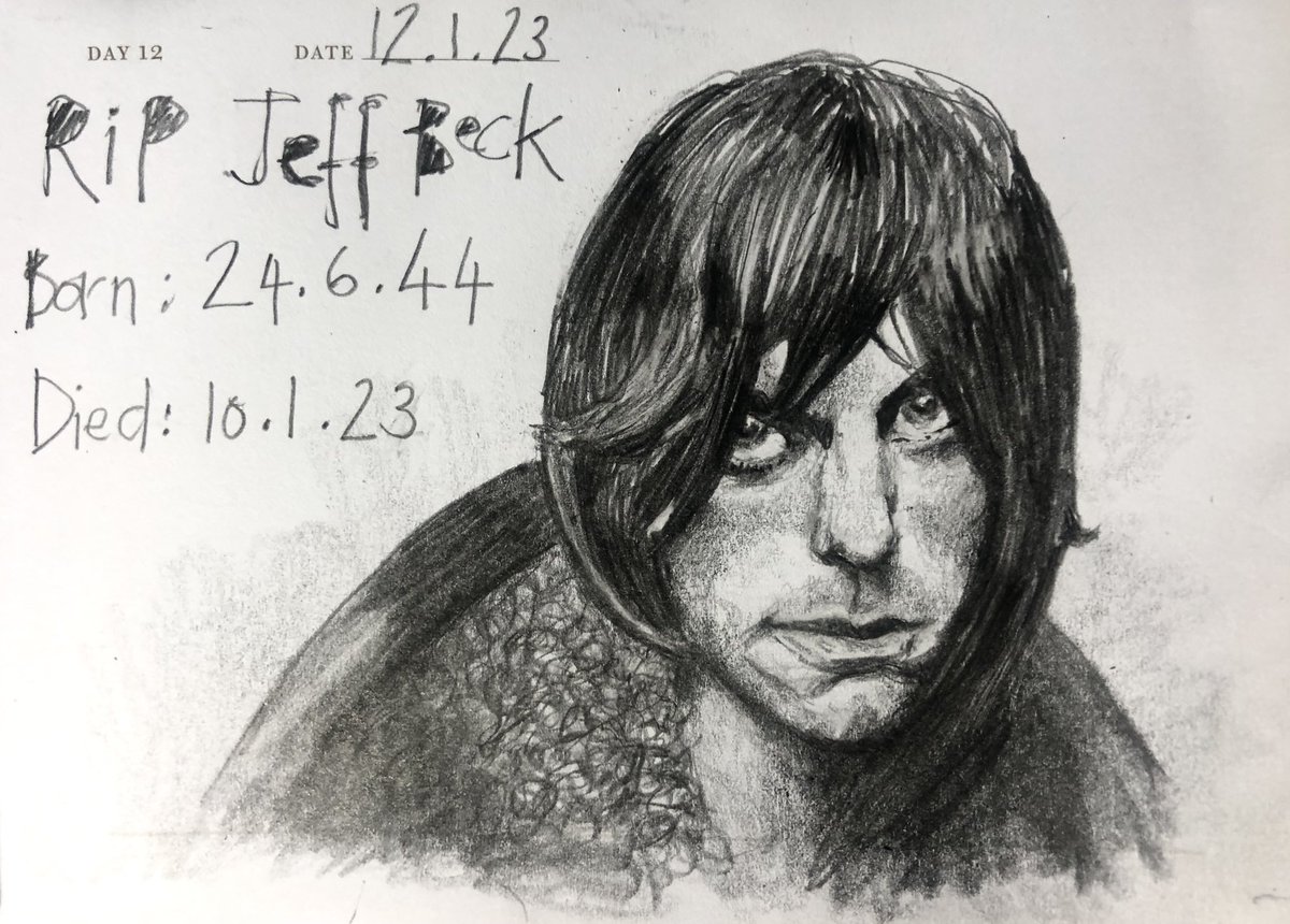 One Sketch A Day 12.1.23
‘RIP Jeff Beck’
Born: 24.6.44 Died: 10.1.23
#ripjeffbeck🎸 #jeffbeck #rockicon #rockgutarist #onesketchaday #sketchbook #visualdiary #art #illustration #pencilsketch