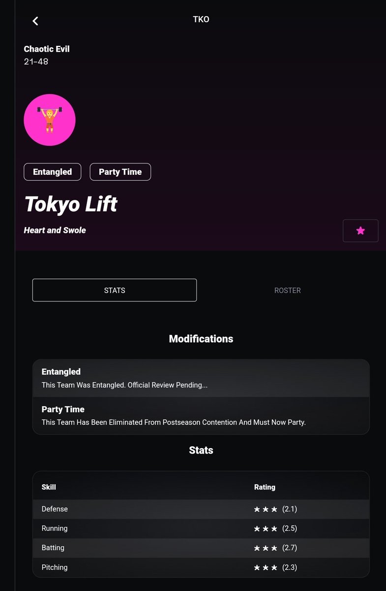 The Tokyo Lift have been mathematically eliminated from the Playoffs, and have entered Party Time! #blaseball