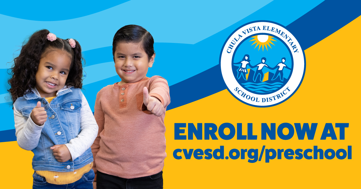 CVESDNews's tweet photo. Are you considering enrolling your child in preschool? Look no further! #CVESD offers a free preschool program for qualifying families that live in San Diego County. Learn more and enroll your child today at https://t.co/GetKANrZLd. #Preschool #Education #ChulaVista #ThisisChula https://t.co/UgvWw0VIP4