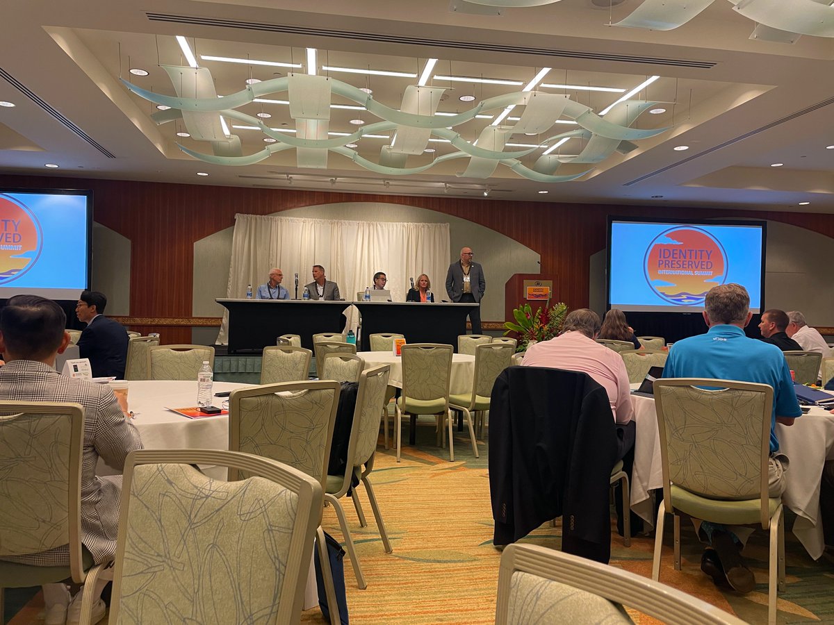 INSoybean's tweet photo. ISA Chair, Mike Koehne and other staff are attending the Identity Preserved International Summit by @SoyaGrains to discuss industry challenges and how to grow the international market for identity preserved soybeans from Indiana farmers.  #SoyCheckoff #SoybeanCheckoff https://t.co/ykpFSbqYlS