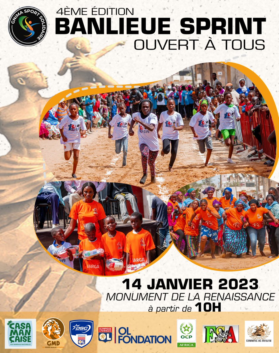 Rendez-vous ce samedi 14 janvier au 𝙈𝙤𝙣𝙪𝙢𝙚𝙣𝙩 𝙙𝙚 𝙡𝙖 𝙍𝙚𝙣𝙖𝙞𝙨𝙨𝙖𝙣𝙚 pour la 4ème édition de 
<a href="/banlieuesprint/">Banlieue Sprint</a> organisée @gnimafaye22 , championne d'Afrique 2012 100m haies, enfant chérie de #Thiaroye