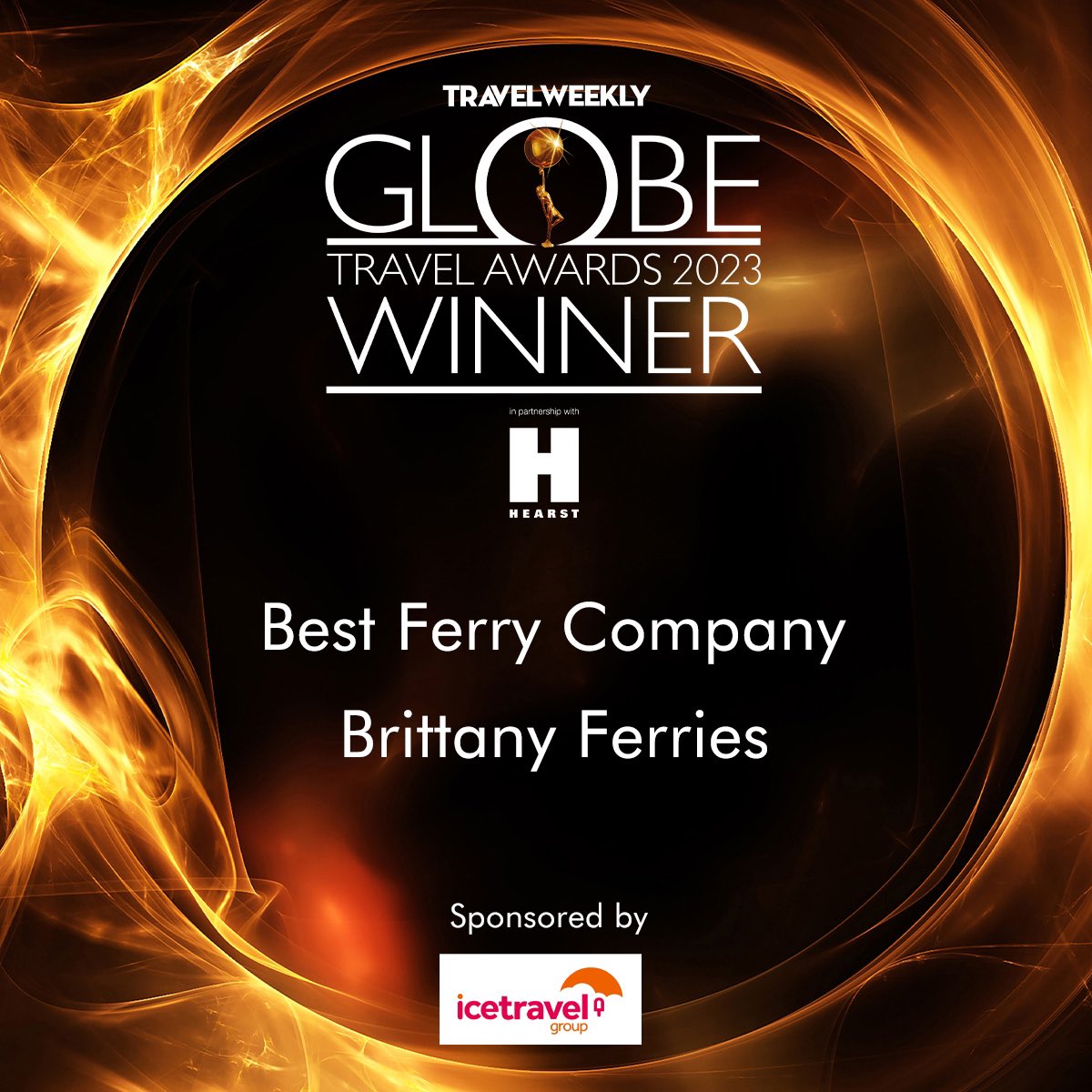 travelweekly's tweet photo. Getting us underway tonight in the agent-voted awards is Best Ferry Company Company... congratulations to Brittany Ferries! @BrittanyFerries #TWGlobes https://t.co/K66A57jcW7