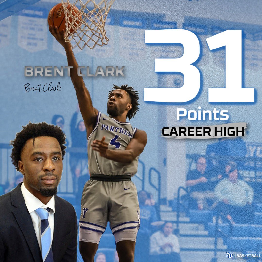 YUPanthersMBB's tweet photo. Men’s Basketball: York beats Avila 77-53. @brent_clark5 reached a new career high of 31 points. https://t.co/Iv7ODqa0v1