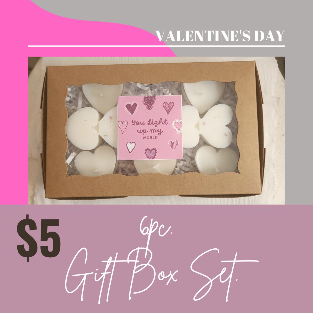Balanceyourleaf's tweet photo. Order any 12 oz. candle from our website and get this 12 dollar value V-Day Gift Box Set for only $5.00.
While supplies last. Limited Promotion.
#valentinesday #candles #valentinesdaygiftbox #sweet #sweetcandles #6pc https://t.co/AToTBJVwDF
