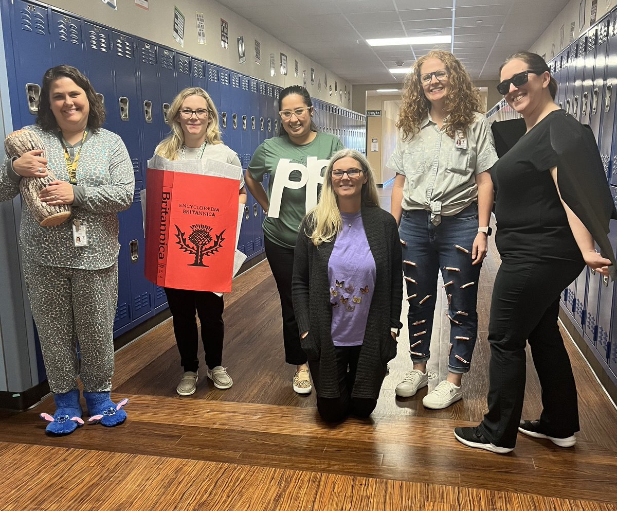 AngPhelps80's tweet photo. It’s Figurative language dress up day❤️🎉 For our poetry unit, 6th graders searched the OIS halls for staff and teachers wearing figurative examples. Tomorrow, they will determine the figurative meanings! #OISisthebest #TISDOIS #6thRLA https://t.co/kSEVH10nqr