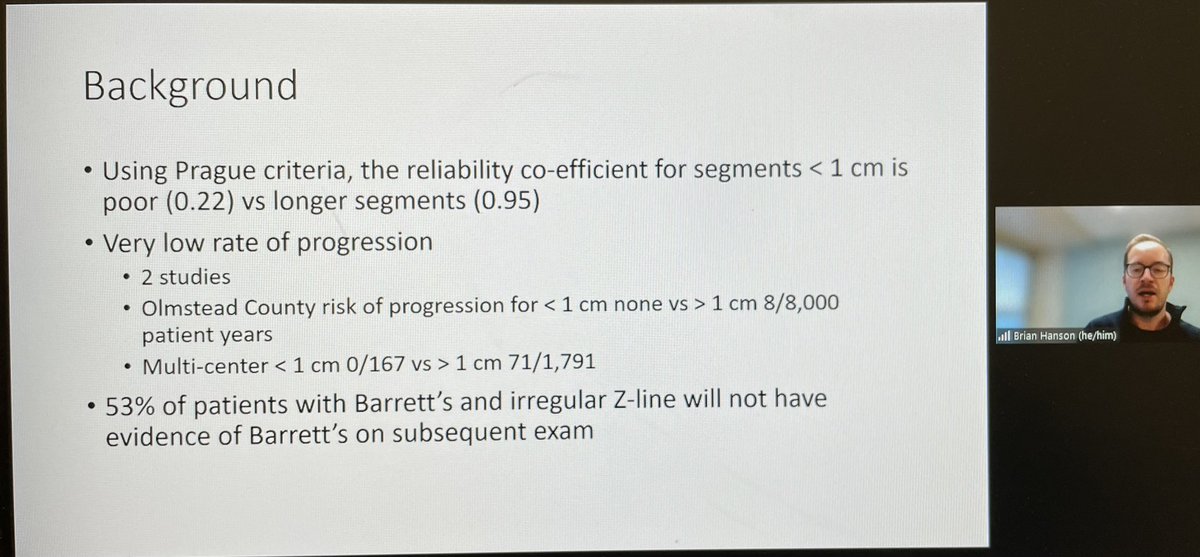 Susan Lou (@susanloumd) on Twitter photo Kicking off excellent review of #BarrettsEsophagus <a href="/AmCollegeGastro/">ACG</a> guidelines by <a href="/VAMinneapolis/">Minneapolis VA Health Care System</a> GI Section Chief <a href="/BJHansonMD/">Brian Hanson</a> at <a href="/umn_dom/">UMN Medicine</a> <a href="/UMN_GI/">@UMN GI Fellowship</a> citywide!
Some 🔑 topics: Do you biopsy an irregular Z-line? When do you screen for Barrett’s? Kicking off excellent review of #BarrettsEsophagus <a href="/AmCollegeGastro/">ACG</a> guidelines by <a href="/VAMinneapolis/">Minneapolis VA Health Care System</a> GI Section Chief <a href="/BJHansonMD/">Brian Hanson</a> at <a href="/umn_dom/">UMN Medicine</a> <a href="/UMN_GI/">@UMN GI Fellowship</a> citywide!
Some 🔑 topics: Do you biopsy an irregular Z-line? When do you screen for Barrett’s?