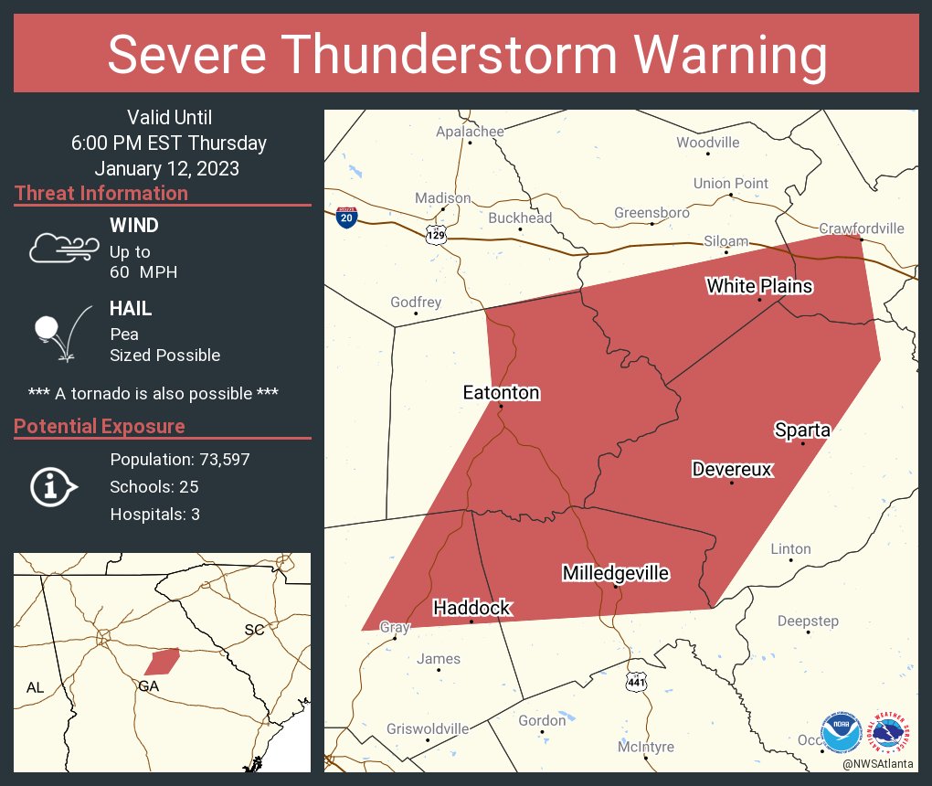 NWS Atlanta on Twitter "Severe Thunderstorm Warning including