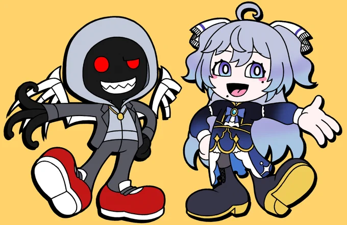 カップヘッド風に描いてみたナイアルさん&ユララさん#ナイアル・アート展部 #ゆらメニュー 