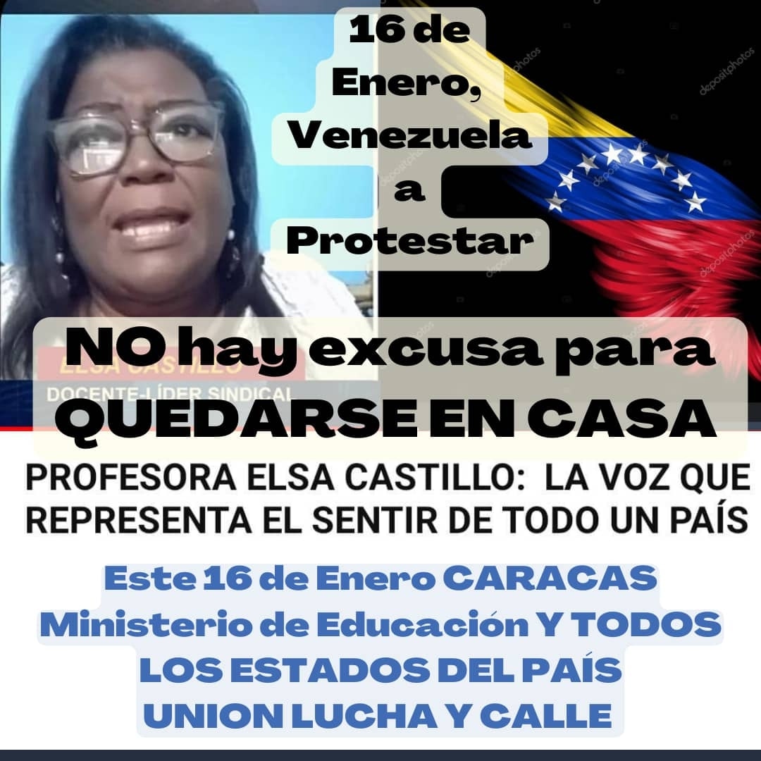 wenderenriquevp's tweet photo. Elsa Castillo👉 la proxima ola de protestas es el 16 de Enero en toda #Venezuela, hasta que se convierta en un tsunami de #Venezolanos recuperando los derechos mas sagrados, recuperando el País. https://t.co/YI9tDh7BIP