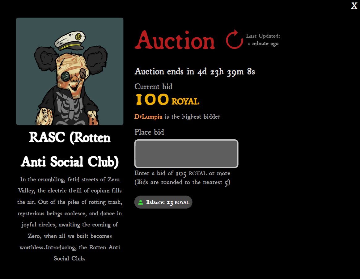 RoyalSocietyOP's tweet photo. 🛍️January Shop Week is LIVE🛍️

The Royal Marketplace is Open!

Our community can redeem $ROYAL earned via staking/gaming for opportunities to acquire NFTs, IRL Collectables, Prints, and Experiences! 

7 NEW Items!

Item # 1

@RASC_WTF #9255 #RASC 

Auction: Bid in $ROYAL 🧵(👑x1) https://t.co/35xxpXkmLO