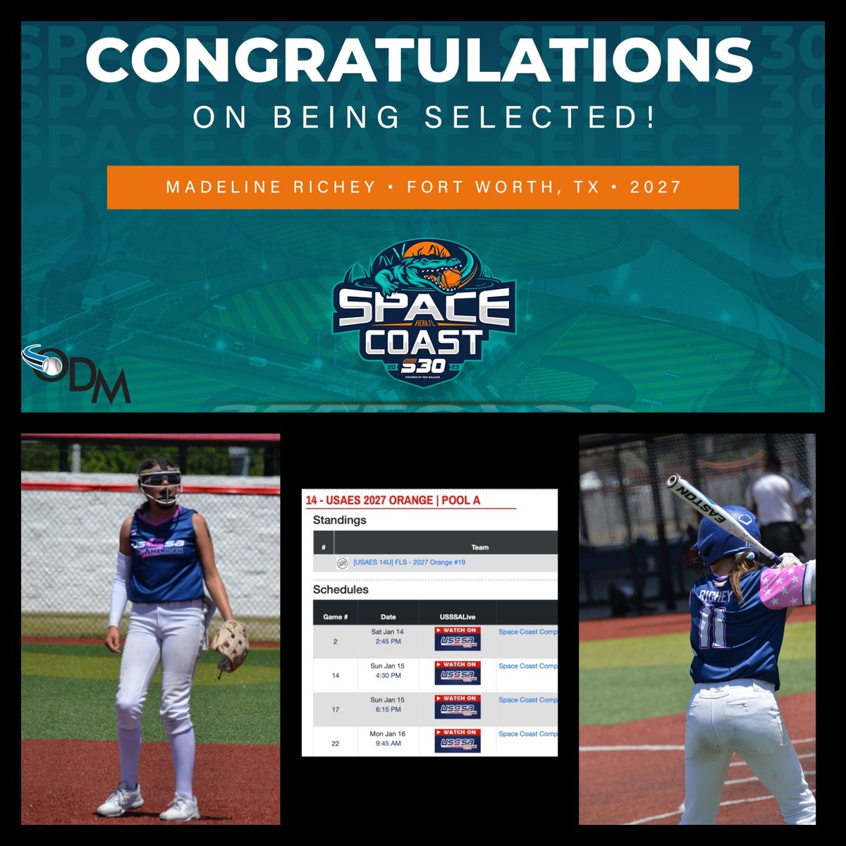 Wheels up! Heading down to Florida for <a href="/USSSAFastpitch/">USSSA Fastpitch</a>  S30 training camp! Excited to learn and compete!
Watch us play on USSSA Live!