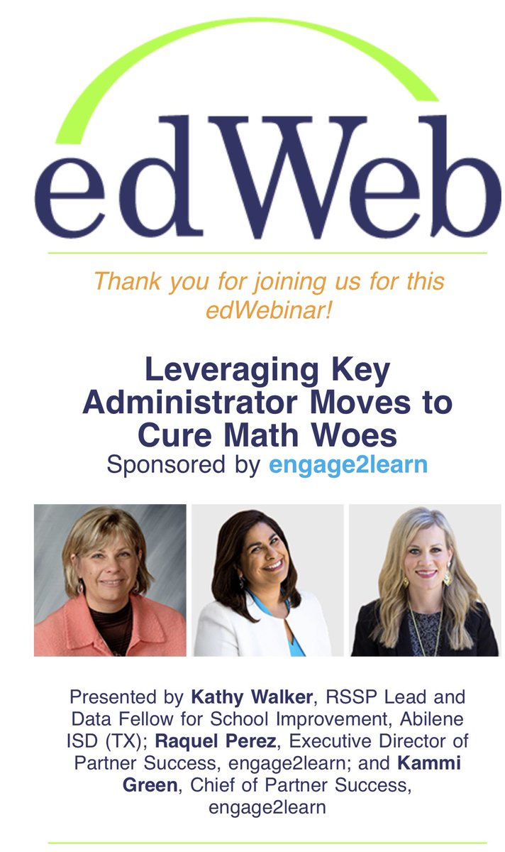 GreenKammi's tweet image. Such an honor to moderate an #edweb webinar with these amazing math experts! @RCPerez1 and Kathy Walker provided key levers for addressing math learning gaps. Check out the recording at home.edweb.net/webinar/math20… @engage_learning @ShannonKBuerk @abileneisd_math @abileneisd