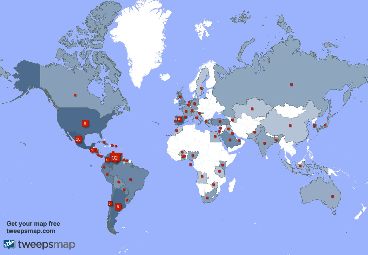 Muchas gracias a mis 9 nuevos seguidores desde Venezuela, y más durante la última semana. tweepsmap.com/!RicEdu15