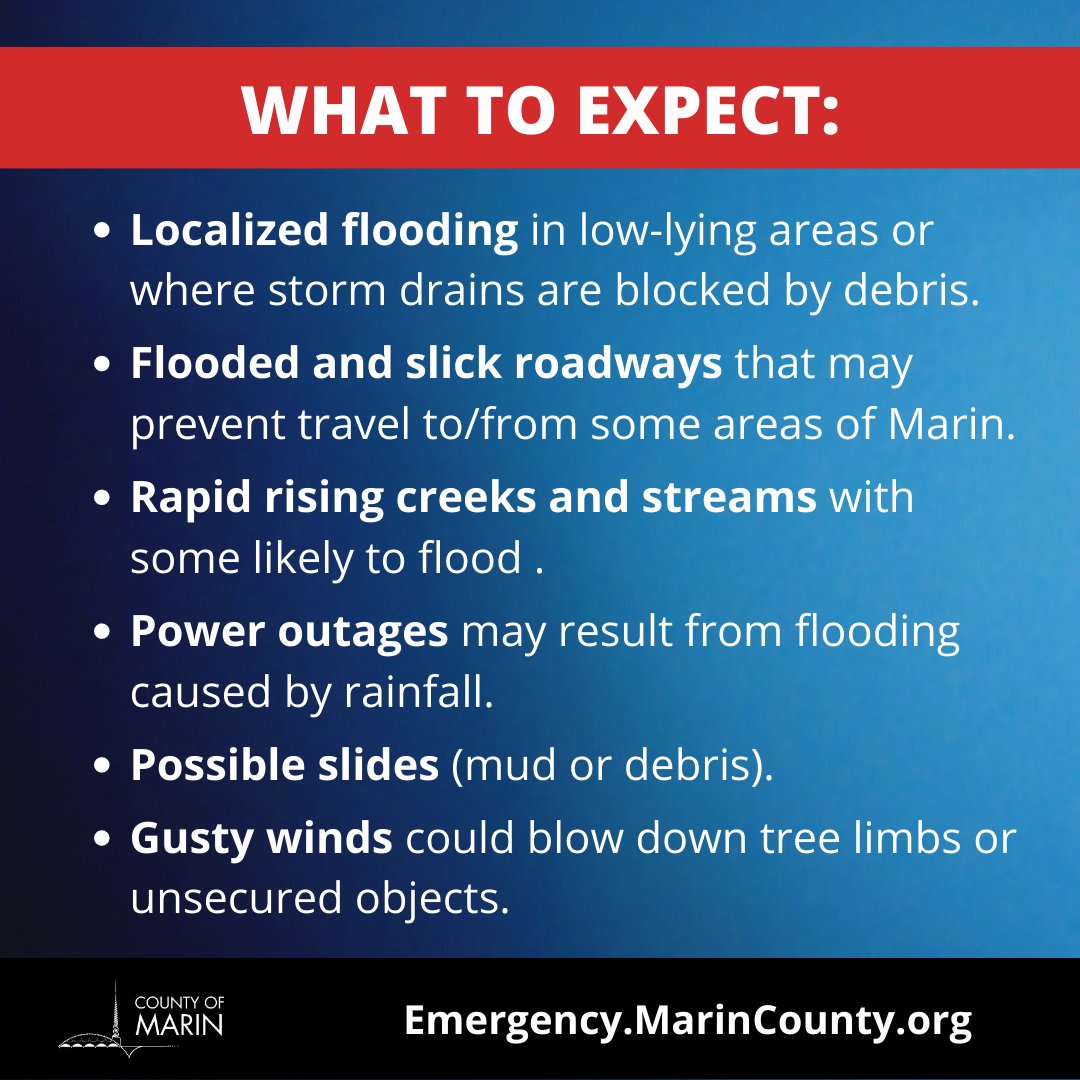 You can expect gusty winds, possible power outages, localized flooding in low-lying areas or where drains are clogged, and slick roadways. 