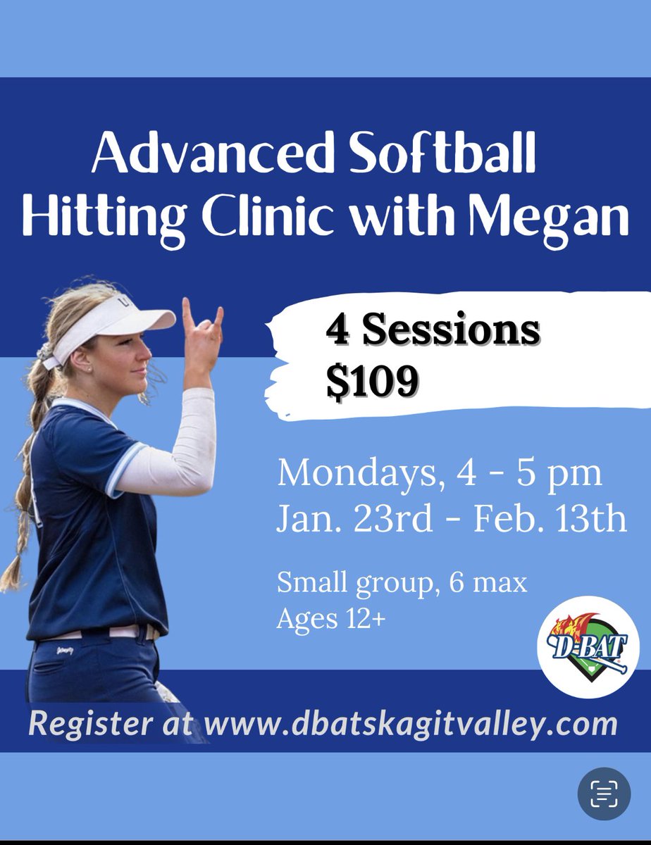 DBATSV's tweet photo. Our Director of Softball and current Grad assistant for WWU will be leading an advanced hitting clinic for ages 12 and over!

#barrels #fastpitch #softball #hsprep https://t.co/DIyKViv849