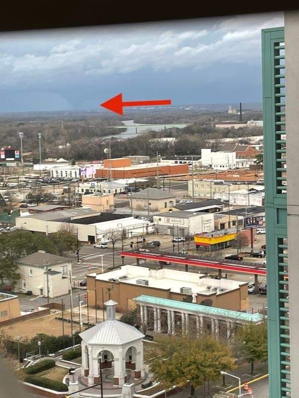 spann's tweet image. From Cindy Wright: “From our 8th floor office downtown Montgomery. Looking North to I-65, Autauga County. This is the Selma tornado…still on the ground.”