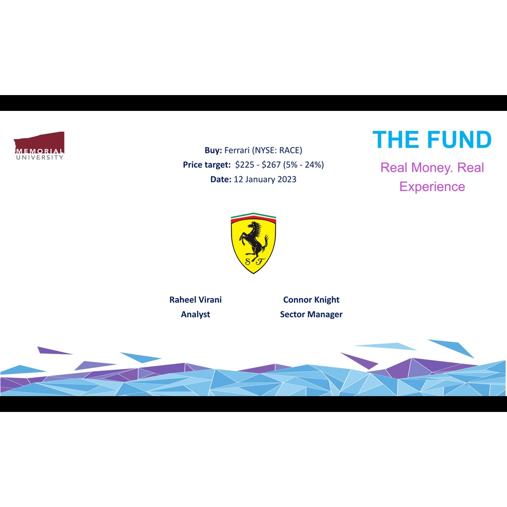 Ferrari, the luxury car manufacturer is known for producing high-performance vehicles and is considered a status symbol.

 With strong financial results and demand in key markets like China and the US, it's no wonder the stock has been on an upward trend📈📈