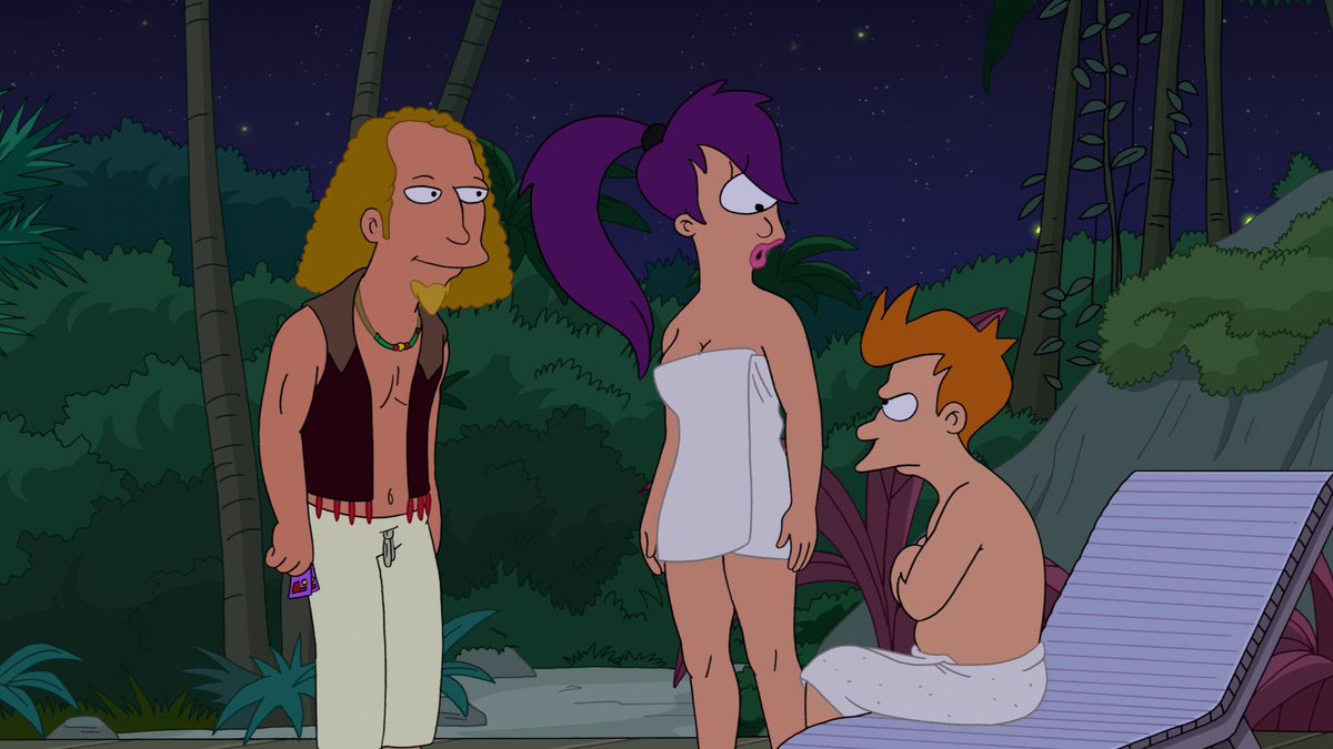 Sean, I'd like you to meet Fry. He and I are... What would you say we are, Fry?

Nude and interrupted.

#Futurama
