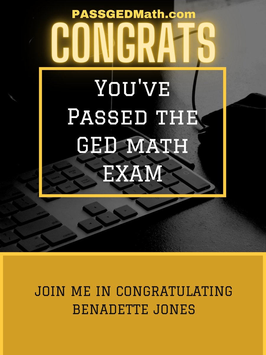 ged_pass's tweet image. #AnotherSuccess Congrats #BenadetteJones on passing her @GEDTestingService Math exam.#149  #GEDMathMonday #GEDMathHelp #GEDMathIn30Days  #YTChannel Thanks for TRUSTING  @PassGEDMath in 30 days
