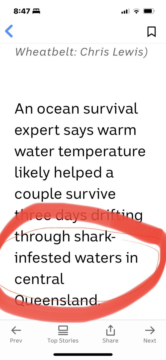 SandraBeynonPR1's tweet photo. If they were “shark-infested waters” they’d be dead right?  @abcnews @_rachelmcghee  @jasminehines_ enough with the gratuitous over-use of this language to the detriment of our sharks.  The story is about hypothermia, not shark-avoidance!  #saveoursharks #sharksmatter https://t.co/KYV9RmTRVD