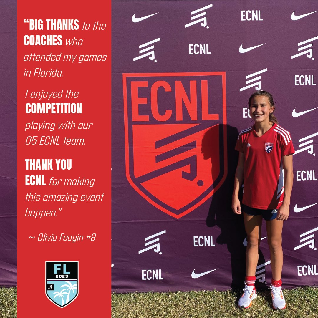 OliviaFeagin's tweet photo. That’s a wrap for #ecnl Florida! ⚽️☀️
@USYNT @Challenge07ECNL @ChallengeSoccer @KenMasuhr_Jr @MungerBen @CoachAngeKelly @kcoleussoccer @KenMasuhr_Jr @CoachTrentham @JonSandoval_NMU 
#ecnl #ECNLFL #ofsoccer #sunshinestate https://t.co/FKqXXwbzXf