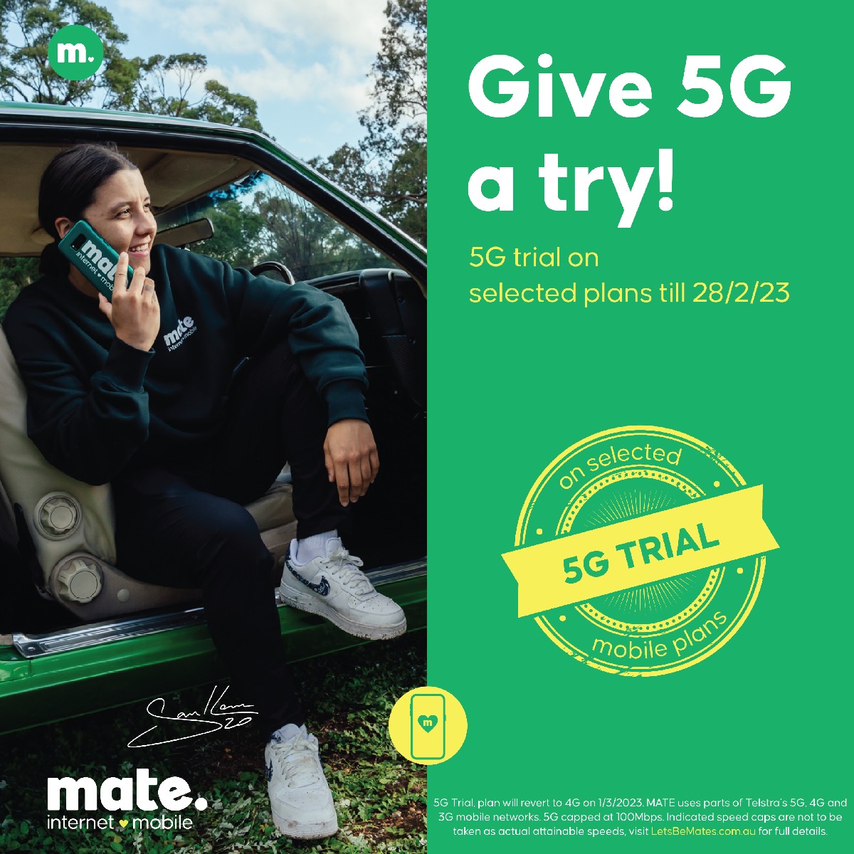 beourmate's tweet photo. Give 5G mobile a try! 📶
Get the 5G experience with MATE thanks to our 5G trial until 28/02/2023 on selected mobile plans! 📲
Why wait? Make the switch to MATE! 👉 https://t.co/DuEWtbxmww
#beourmate #letsbemates #mobile https://t.co/1vDpXFfTtT