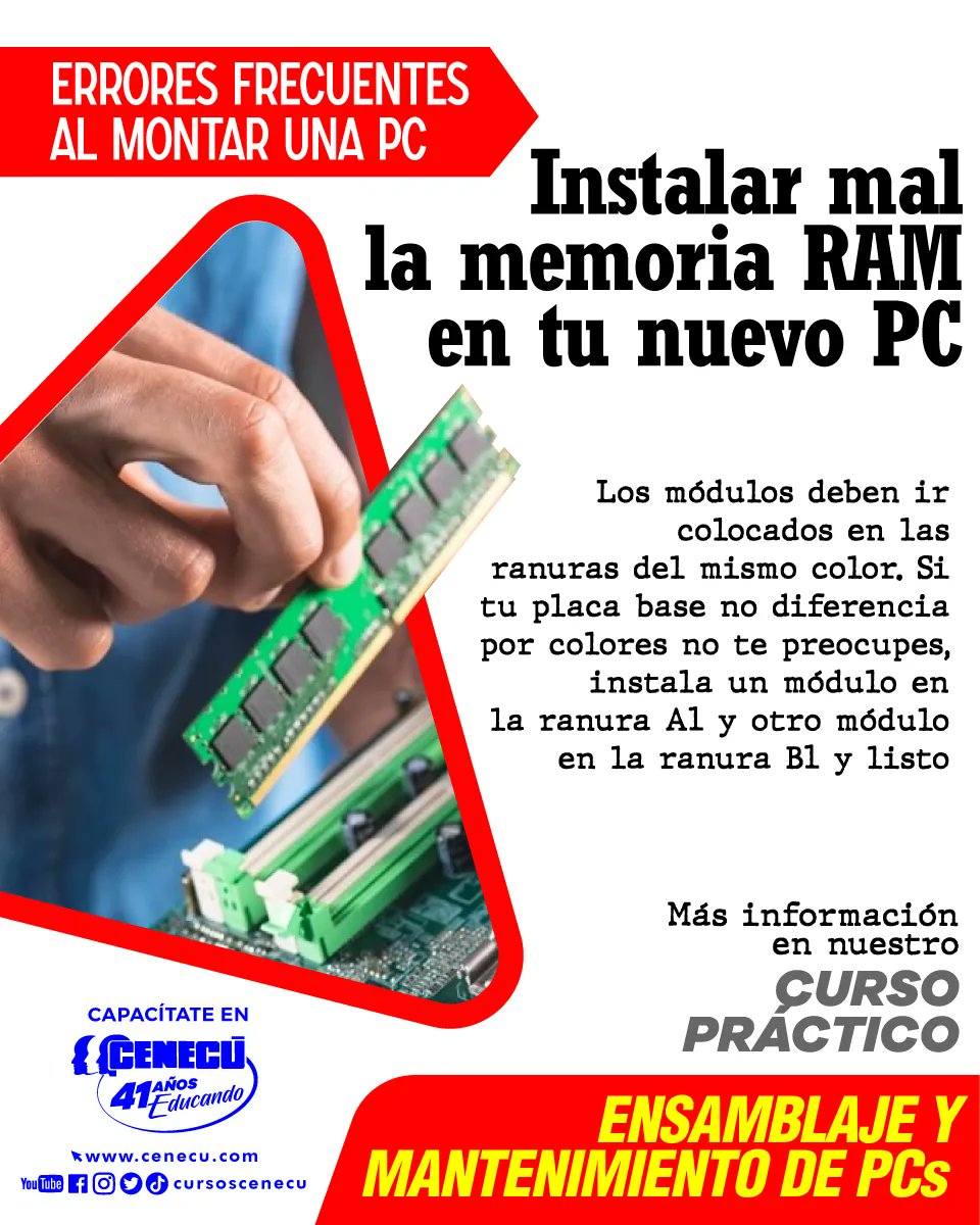 CursosCenecu's tweet image. 🔴 Darle mantenimiento o instalar de forma correcta programas en tu pc resultará sencillo en nuestro curso de práctico en cual conocerás todos los componentes de tu computador.
Más información: buff.ly/3kegsNX
.
#MantenimientoDePc #InstalacionDeSoftware #ReparacionDePc