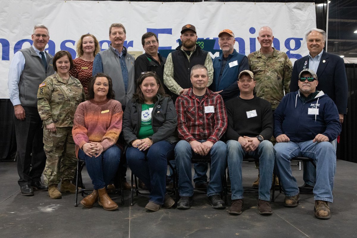 PAAgriculture's tweet image. During Military Appreciation Day at #PAFarmShow, Secretary Redding joined MG Mark Schindler, PA's adjutant general and head of the @PADMVA, PA Veteran Farming Network, and farmer veterans to announce the first recipients of the #PAFarmBill's Farmer Veteran Grant program.