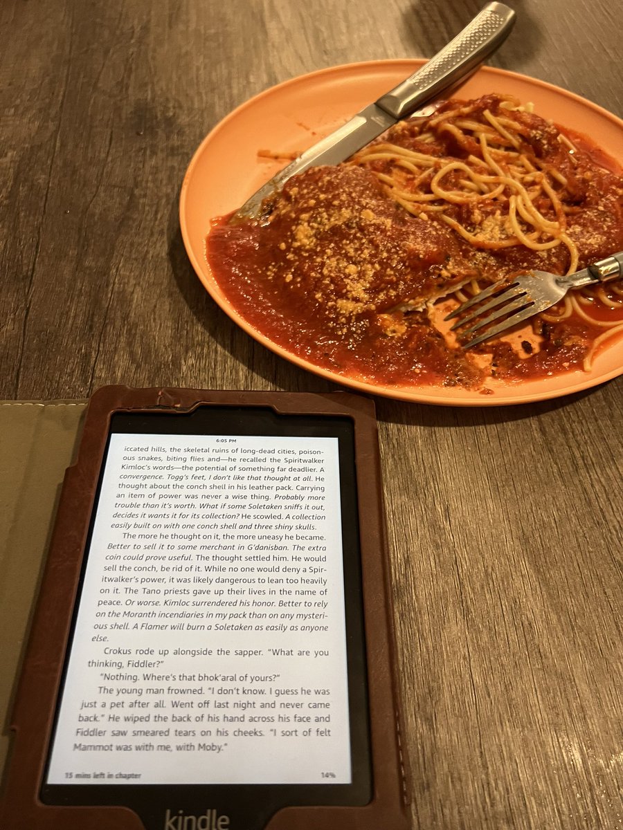 A little chicken parm and some deadhouse gates. Makes a good combination! #readinggoals