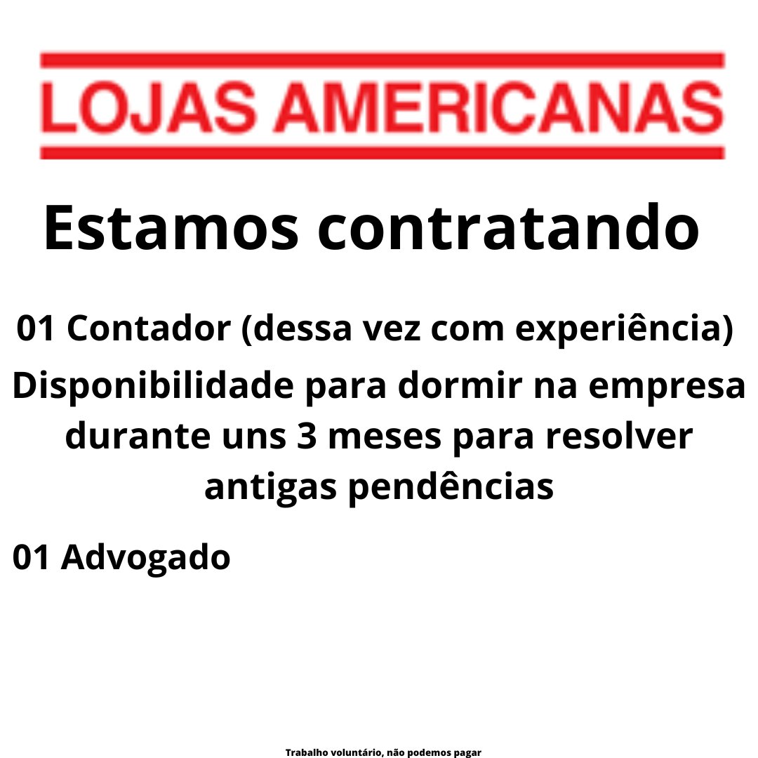 #oportunidade #trabalho #americanas